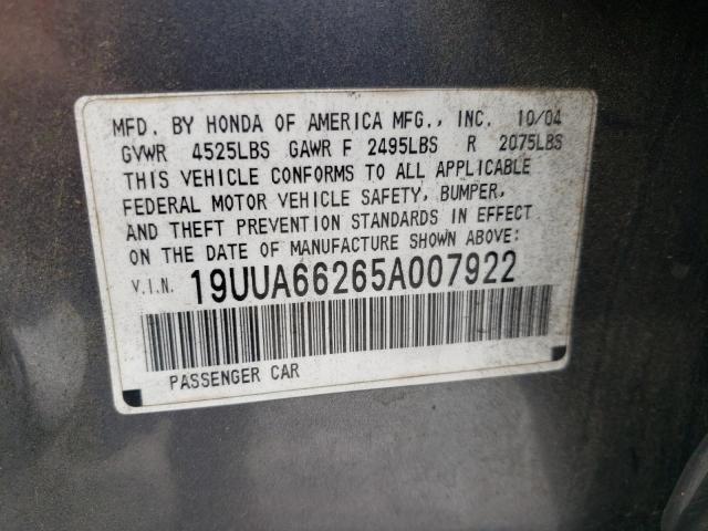 Photo 10 from auction – 2005 ACURA TL with VIN 19UUA66265A007922