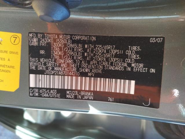 Photo 10 from auction – 2007 TOYOTA HIGHLANDER with VIN JTEDP21A870144210