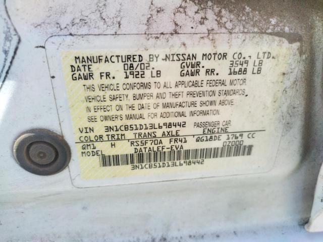 Photo 10 from auction – 2003 NISSAN SENTRA XE with VIN 3N1CB51D13L698442