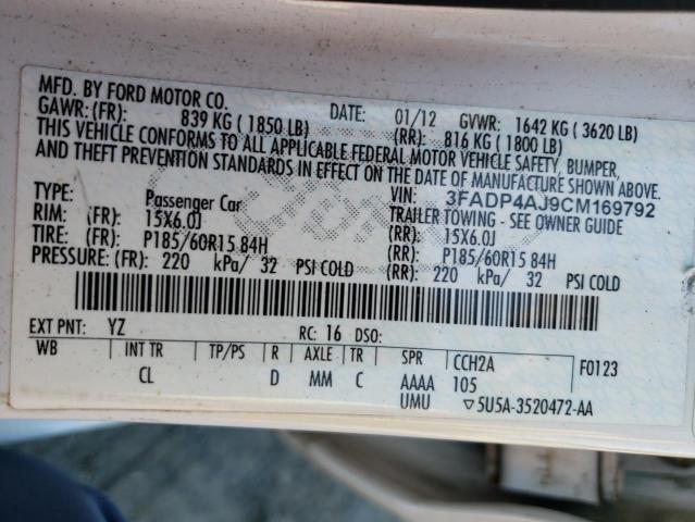 Photo 10 from auction – 2012 FORD FIESTA S with VIN 3FADP4AJ9CM169792