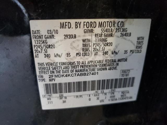 Photo 10 from auction – 2010 FORD EDGE LIMIT with VIN 2FMDK4KC7ABB27401