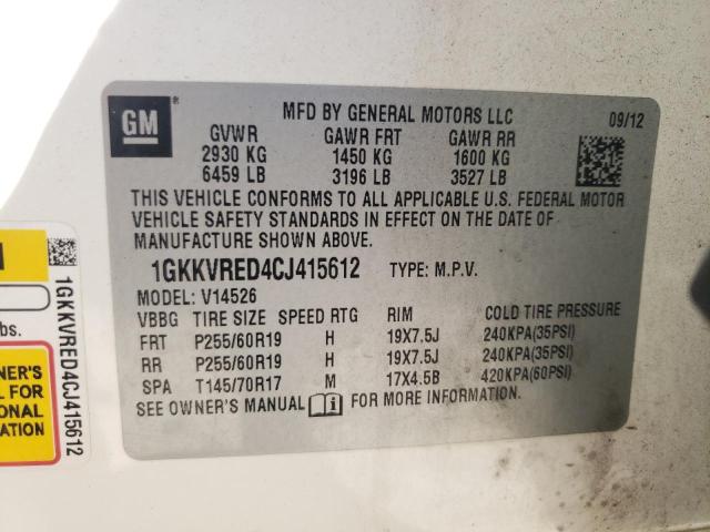 Photo 10 from auction – 2012 GMC ACADIA SLT with VIN 1GKKVRED4CJ415612