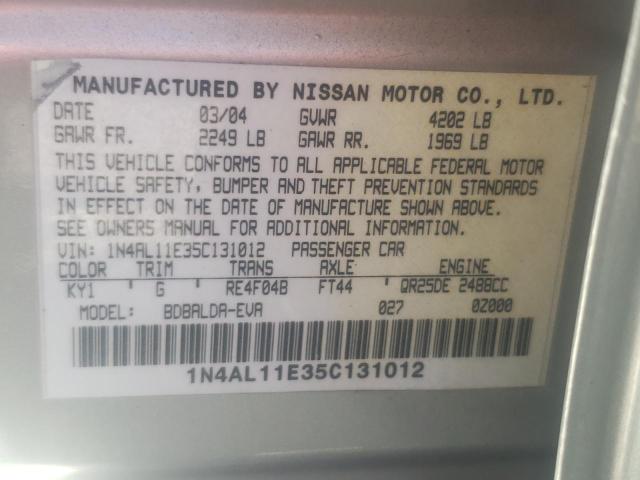 Photo 10 from auction – 2005 NISSAN ALTIMA S with VIN 1N4AL11E35C131012