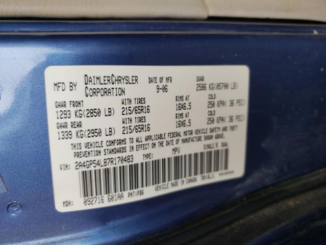 Photo 10 from auction – 2007 CHRYSLER TOWN & COU with VIN 2A4GP54L87R170483