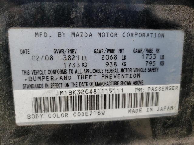 Zdjęcie 10 z aukcji – 2008 MAZDA 3 I z VIN JM1BK32G481119111