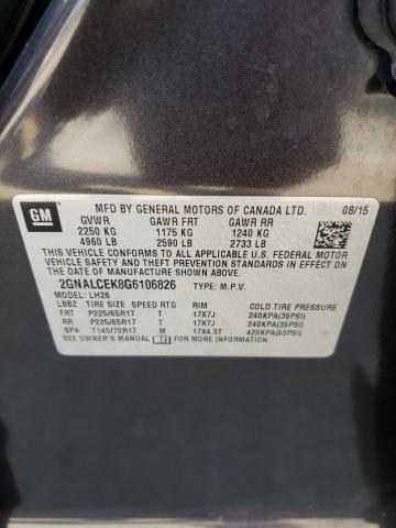 Photo 10 from auction – 2016 CHEVROLET EQUINOX LT with VIN 2GNALCEK8G6106826