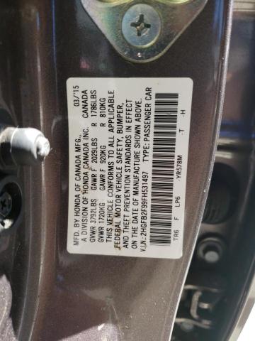 Photo 10 from auction – 2015 HONDA CIVIC EXL with VIN 2HGFB2F99FH531497