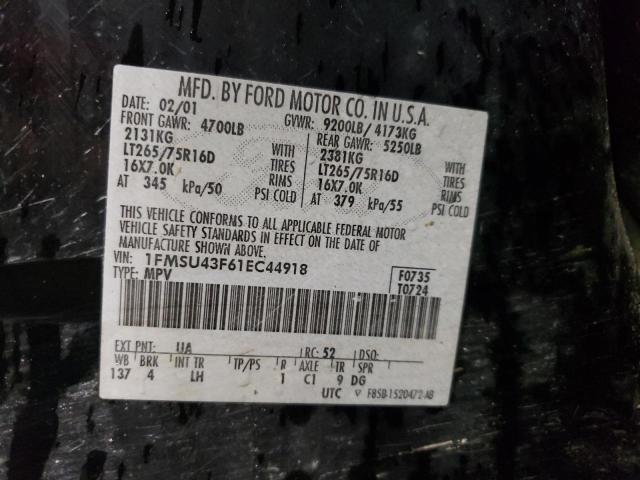 Photo 10 from auction – 2001 FORD EXCURSION with VIN 1FMSU43F61EC44918
