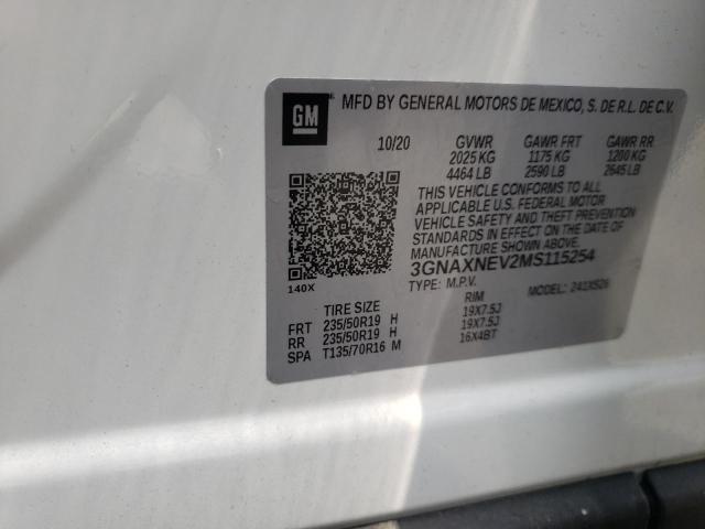 Photo 10 from auction – 2021 CHEVROLET EQUINOX PR with VIN 3GNAXNEV2MS115254