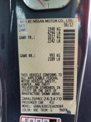Photo 10 from auction – 2012 NISSAN ALTIMA S with VIN 1N4AL2EP4CC263470