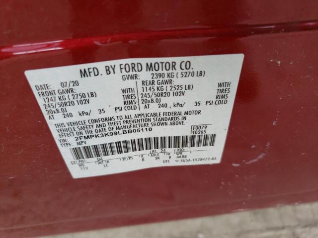 Photo 10 from auction – 2020 FORD EDGE TITAN with VIN 2FMPK3K99LBB05110