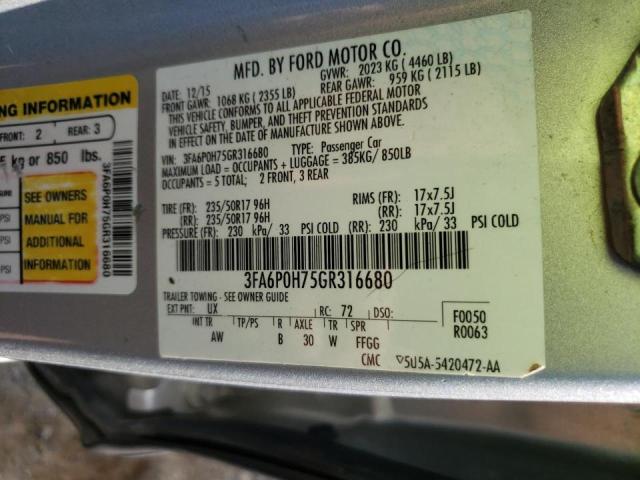 Photo 10 from auction – 2016 FORD FUSION SE with VIN 3FA6P0H75GR316680