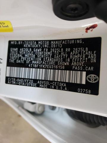 Photo 10 from auction – 2014 TOYOTA CAMRY L with VIN 4T1BF1FK7EU316156