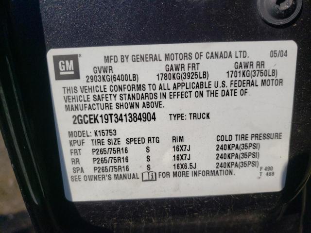 Photo 10 from auction – 2004 CHEVROLET SILVERADO with VIN 2GCEK19T341384904