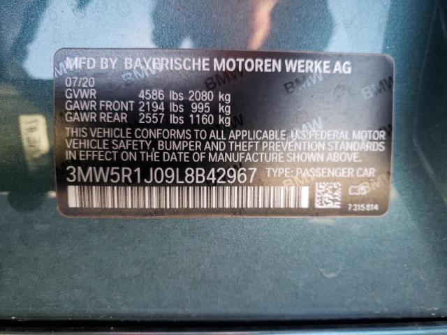 Photo 10 from auction – 2020 BMW 330I with VIN 3MW5R1J09L8B42967
