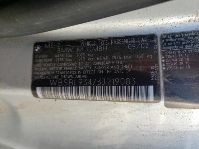 Photo 10 from auction – 2003 BMW M3 with VIN WBSBL93473JR19083