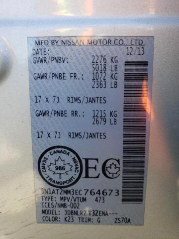 Photo 10 from auction – 2014 NISSAN ROGUE S with VIN 5N1AT2MM3EC764673