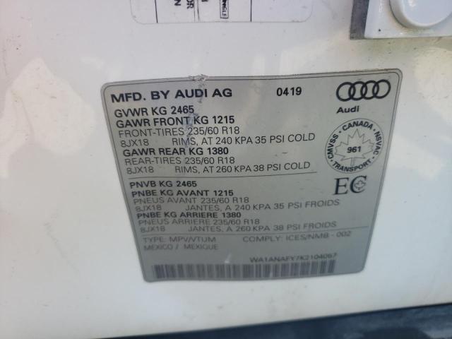 Photo 10 from auction – 2019 AUDI Q5 PREMIUM with VIN WA1ANAFY7K2104057