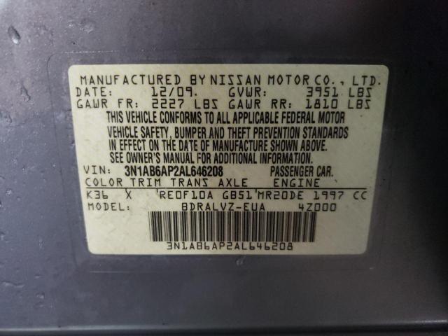 Photo 10 from auction – 2010 NISSAN SENTRA 2.0 with VIN 3N1AB6AP2AL646208