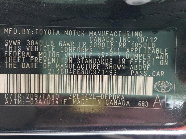 Photo 10 from auction – 2013 TOYOTA COROLLA BA with VIN 2T1BU4EE8DC971493