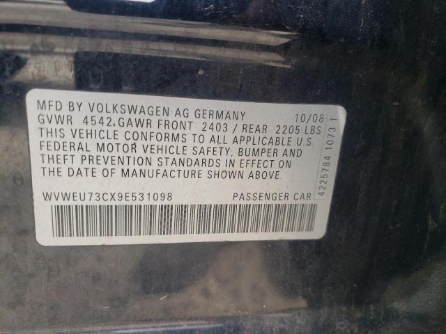 Photo 10 from auction – 2009 VOLKSWAGEN CC with VIN WVWEU73CX9E531098