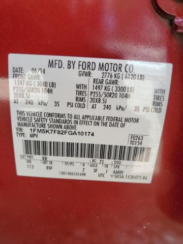 Photo 10 from auction – 2015 FORD EXPLORER L with VIN 1FM5K7F82FGA10174