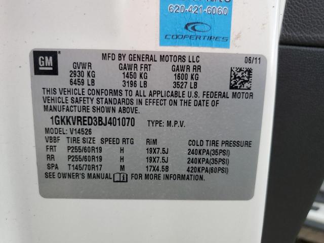 Photo 10 from auction – 2011 GMC ACADIA SLT with VIN 1GKKVRED3BJ401070