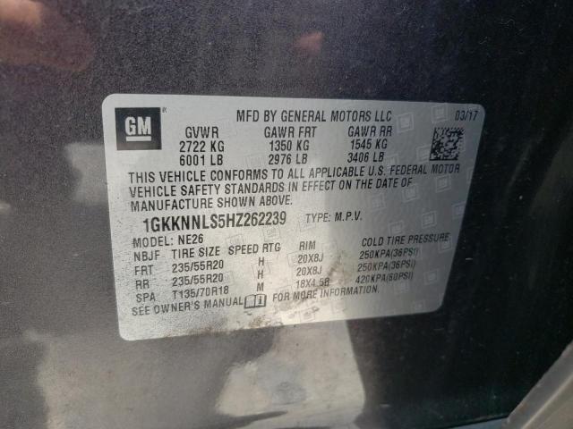 Photo 10 from auction – 2017 GMC ACADIA SLT with VIN 1GKKNNLS5HZ262239