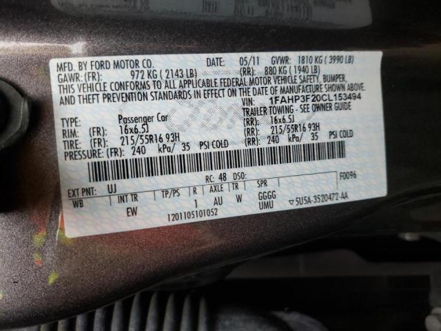 Photo 10 from auction – 2012 FORD FOCUS SE with VIN 1FAHP3F20CL153494