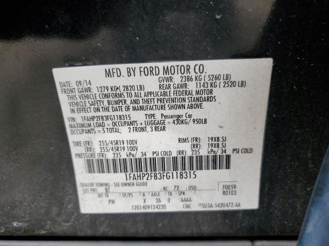 Photo 10 from auction – 2015 FORD TAURUS LIM with VIN 1FAHP2F83FG118315