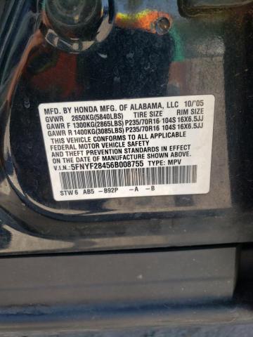 Photo 10 from auction – 2006 HONDA PILOT EX with VIN 5FNYF28456B008755