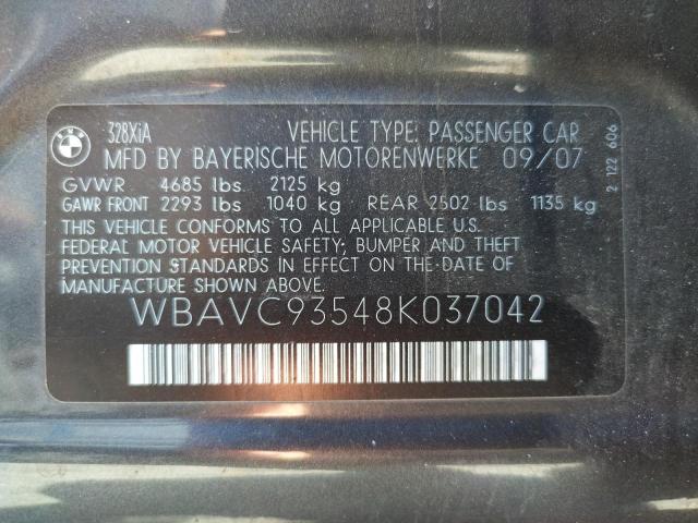 Photo 10 from auction – 2008 BMW 328 XI with VIN WBAVC93548K037042