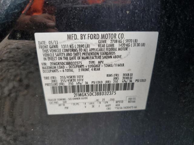 Photo 10 from auction – 2011 FORD FLEX LIMIT with VIN 2FMGK5DC3BBD32375