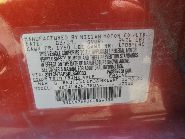 Photo 10 from auction – 2019 NISSAN VERSA S with VIN 3N1CN7AP3KL856033