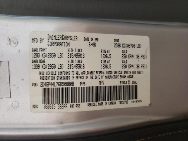 Photo 10 from auction – 2006 DODGE GRAND CARA with VIN 2D4GP44L76R908808