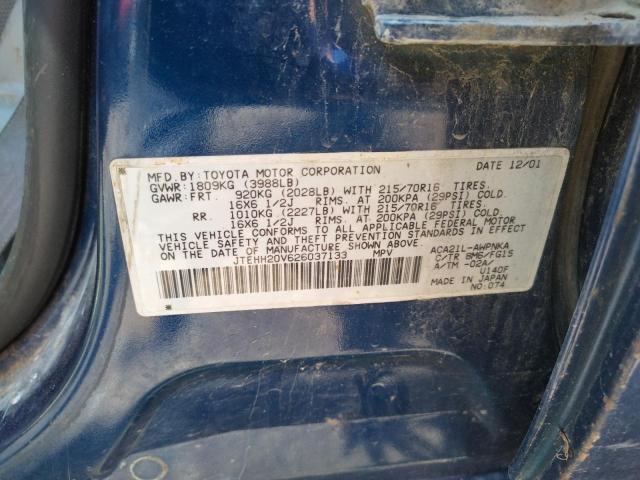 Photo 10 from auction – 2002 TOYOTA RAV4 with VIN JTEHH20V626037133