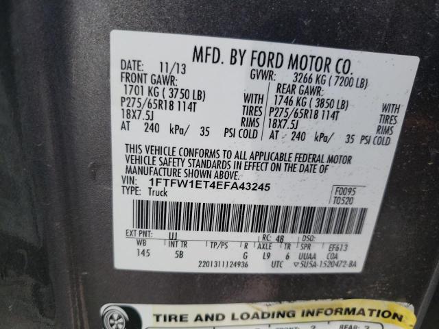 Photo 10 from auction – 2014 FORD F150 SUPER with VIN 1FTFW1ET4EFA43245