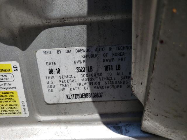 Photo 10 from auction – 2011 CHEVROLET AVEO LS with VIN KL1TD5DE9BB139837