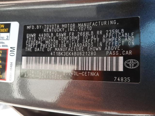 Photo 10 from auction – 2011 TOYOTA CAMRY SE with VIN 4T1BK3EK4BU621280