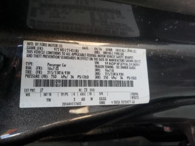 Photo 10 from auction – 2016 FORD FOCUS SE with VIN 1FADP3F27GL313651
