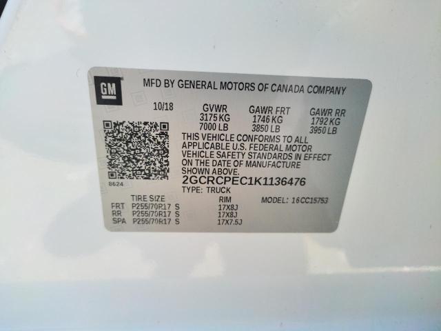 Photo 10 from auction – 2019 CHEVROLET SILVERADO with VIN 2GCRCPEC1K1136476