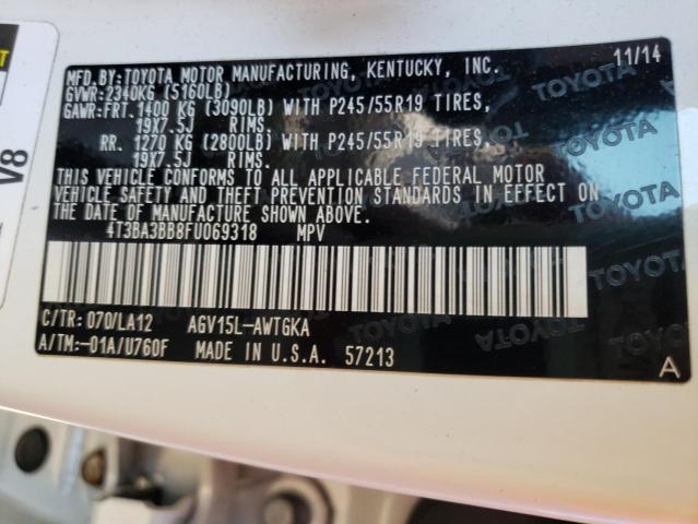 Photo 10 from auction – 2015 TOYOTA VENZA LE with VIN 4T3BA3BB8FU069318