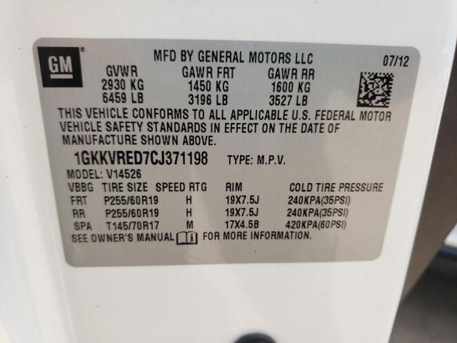 Photo 10 from auction – 2012 GMC ACADIA SLT with VIN 1GKKVRED7CJ371198