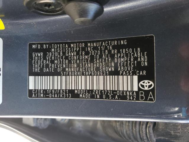 Photo 10 from auction – 2017 TOYOTA COROLLA L with VIN 5YFBURHE1HP608631