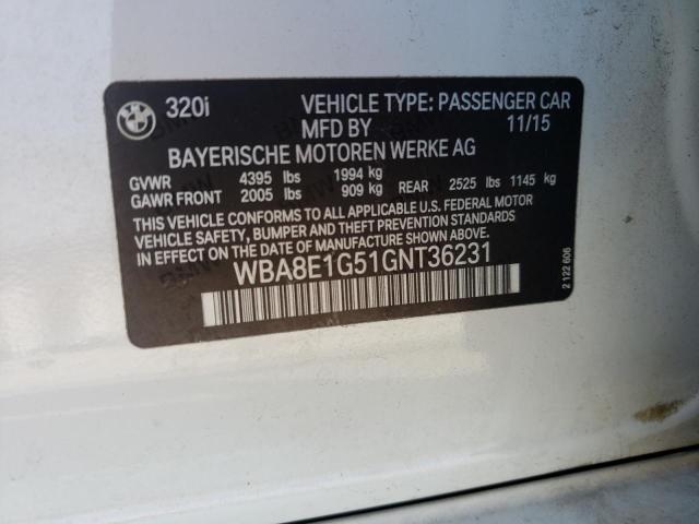 Photo 10 from auction – 2016 BMW 320 I with VIN WBA8E1G51GNT36231