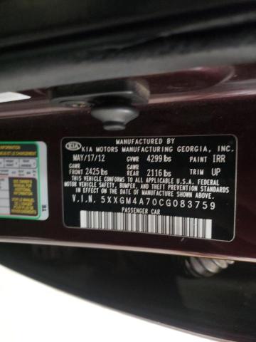 Photo 10 from auction – 2012 KIA OPTIMA LX with VIN 5XXGM4A70CG083759