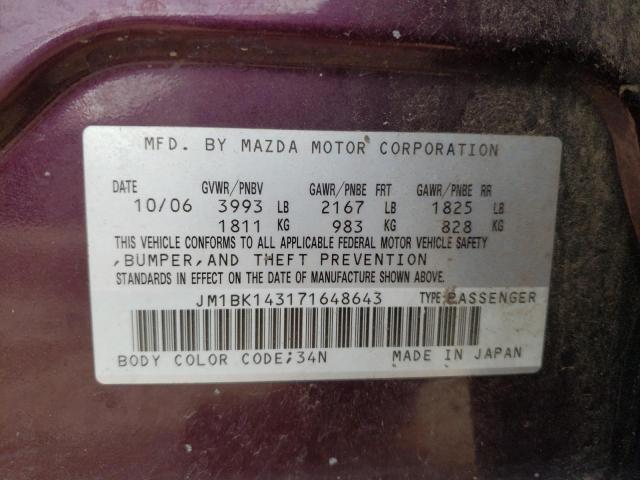 Photo 10 from auction – 2007 MAZDA 3 HATCHBAC with VIN JM1BK143171648643