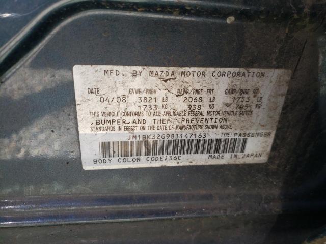 Photo 10 from auction – 2008 MAZDA 3 I with VIN JM1BK32G981147163