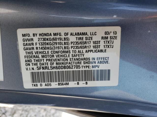 Photo 10 from auction – 2013 HONDA ODYSSEY EX with VIN 5FNRL5H60DB062705
