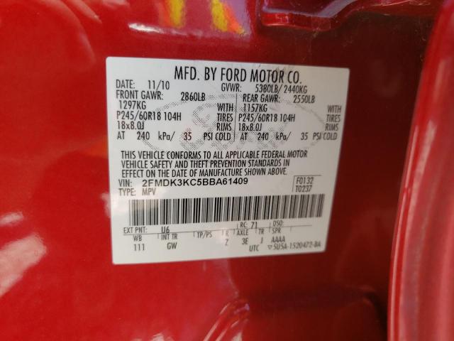 Photo 10 from auction – 2011 FORD EDGE LIMIT with VIN 2FMDK3KC5BBA61409